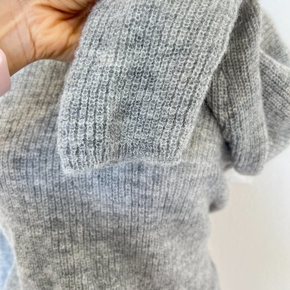 SEZANE Casie Lace Up Alpaca Jumper Sweater in Mid Grey - Picture 6 of 10